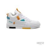 Men mid top sneakers white yellow teal street style shoes